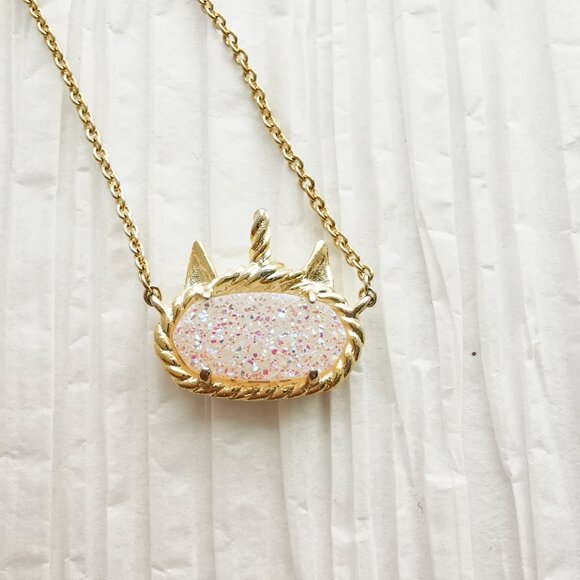 Kendra Scott Elisa Unicorn Drusy Gold Short Necklace - Picture 3 of 4